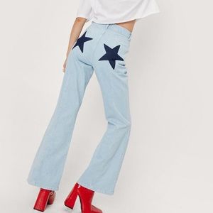 Nasty Gal Star Pocket Flare Leg Denim Jeans